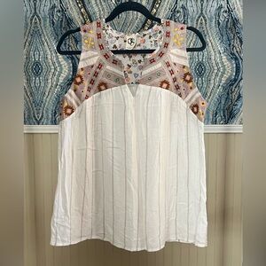 One September Sleeveless Boho Top, Size M